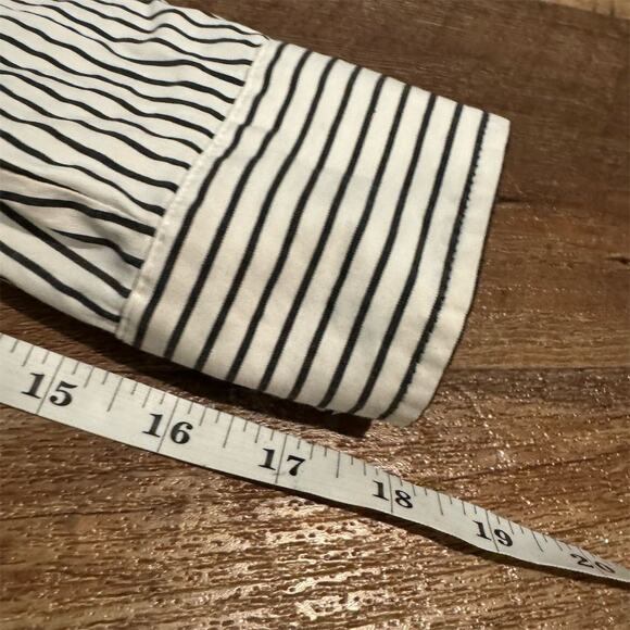 Express Ultimate Essential Black White Striped Button-Down Shirt S Office READ - Picture 9 of 9